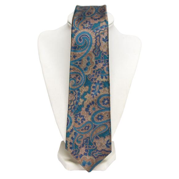 Men's Necktie American Vintage BONJOUR Narrow 100% Silk Tie Made in the USA - Picture 1 of 4